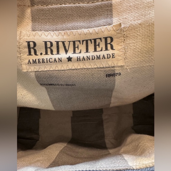 R RIVETER Bag Brown Leather Black Canvas Flap Crossbody Purse Handmade In USA - Picture 10 of 16